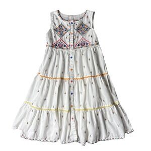 Minnie Minors Embroidered Tiered Maxi Dress Girls Size 7/8 Boho Summer Beach